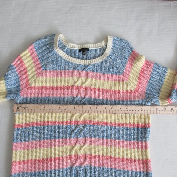 Talbots Women's Sweater Striped Cable Pattern Long Sleeve, Sz M Multicolor - Picture 6 of 9